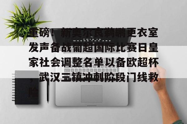 乐动官方网站-关于重磅！新奥尔良鹈鹕更衣室发声备战葡超国际比赛日皇家社会调整名单以备欧超杯，武汉三镇冲刺阶段门线救险的信息